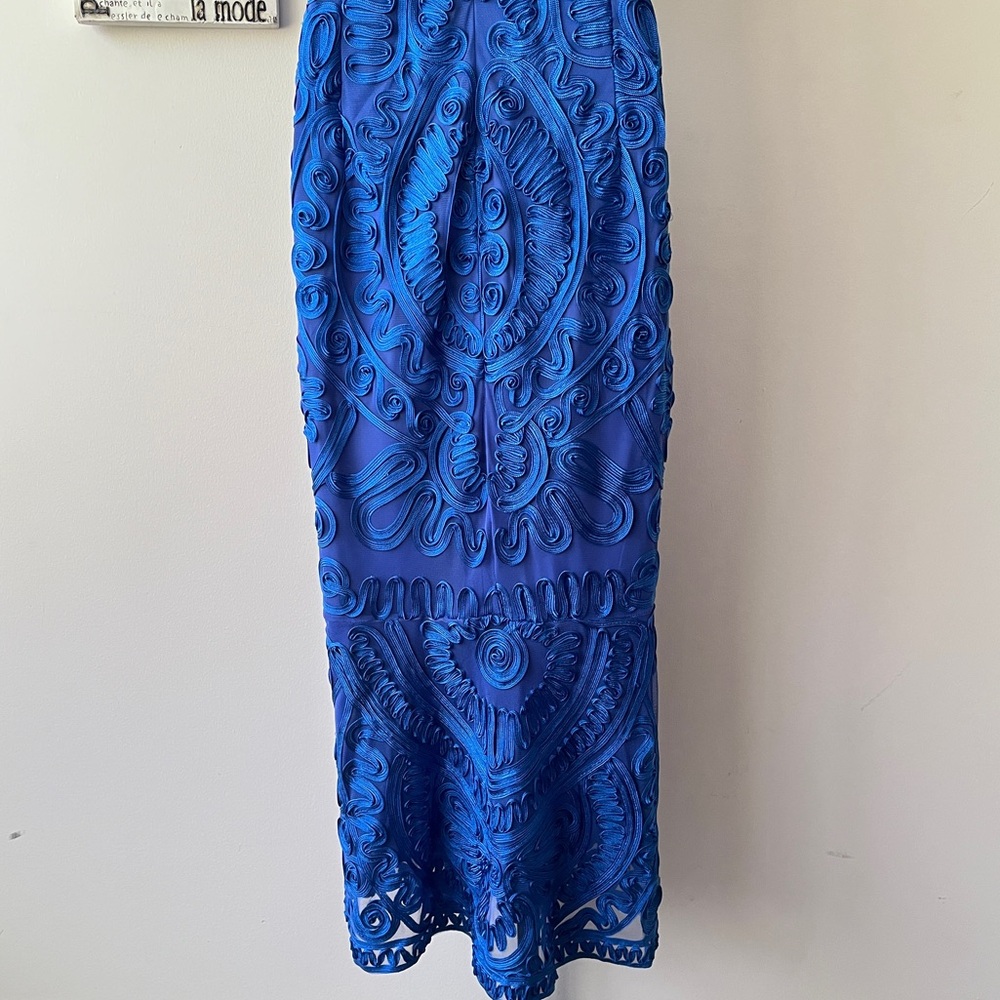 JS Collections Soutache Cobalt Blue Midi Wedding Guest Dress Size 14 - Picture 6 of 12